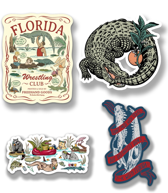 Florida Four Sticker Pack  Four Freehand Goods Premium Stickers