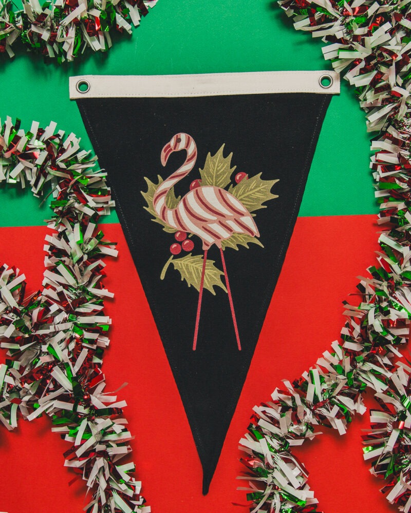 Candy Cane Flamingo Pennant