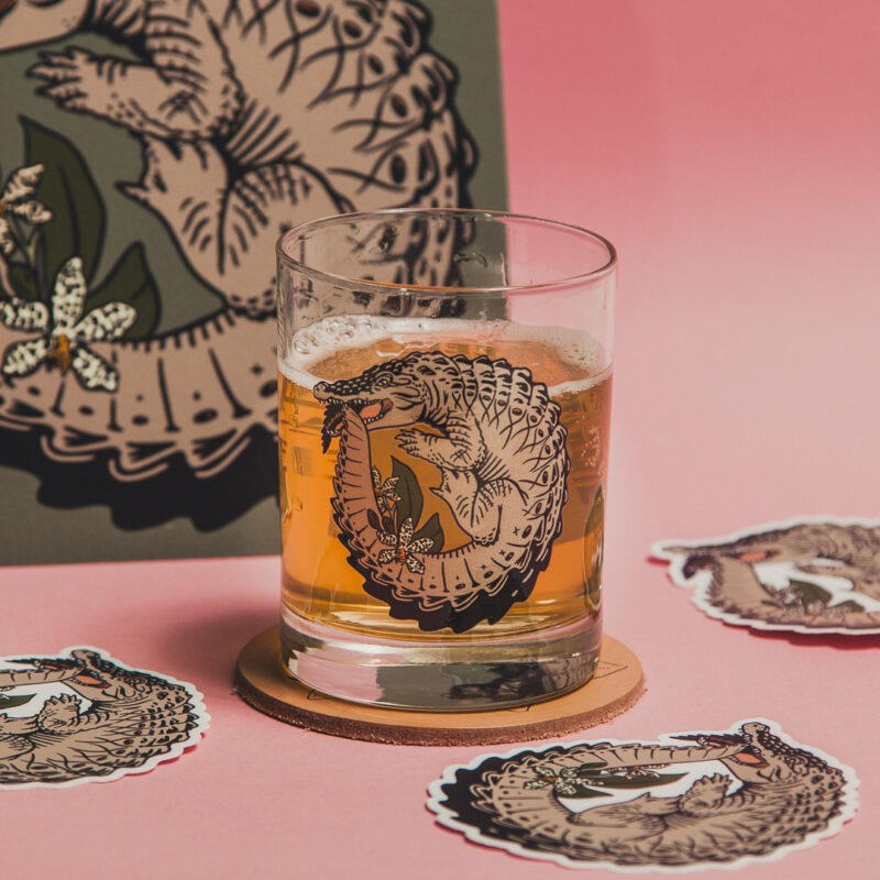 Ouroboros Croc Double Rocks Glass
