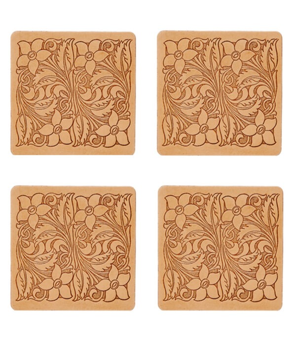Tooled Leather Coaster Set