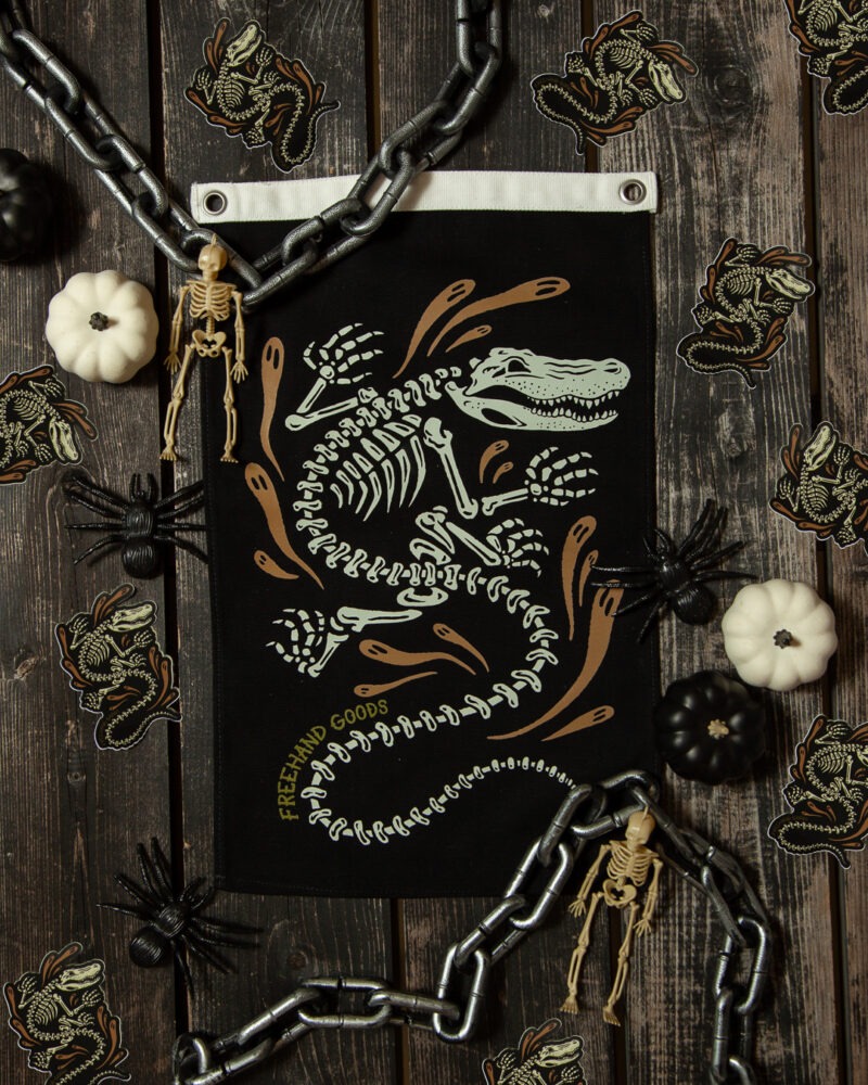 Gator Skeleton Camp Flag