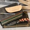 6.5" Damascus Pocket Knife & Gator Stamped Leather Sheath