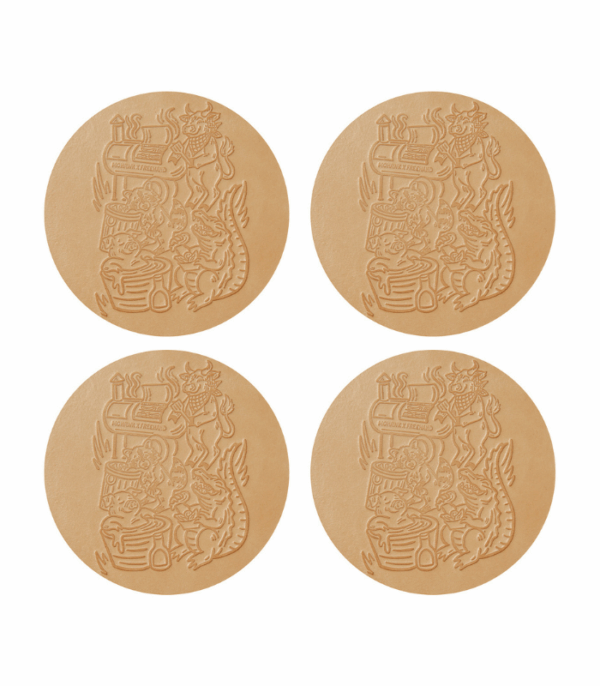 Party Animals Leather Coaster Set