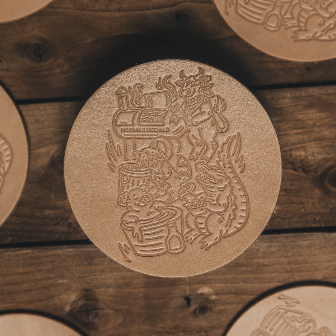 Party Animals Leather Coaster Set